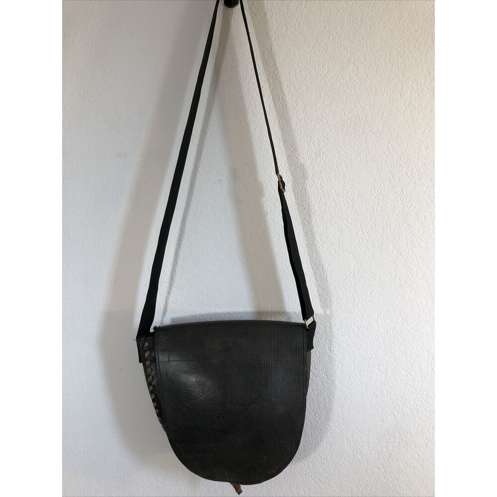 Ganesh Himal Purse Nepal Recycled/Upcycled Black Rubber Tire Crossbody Handbag